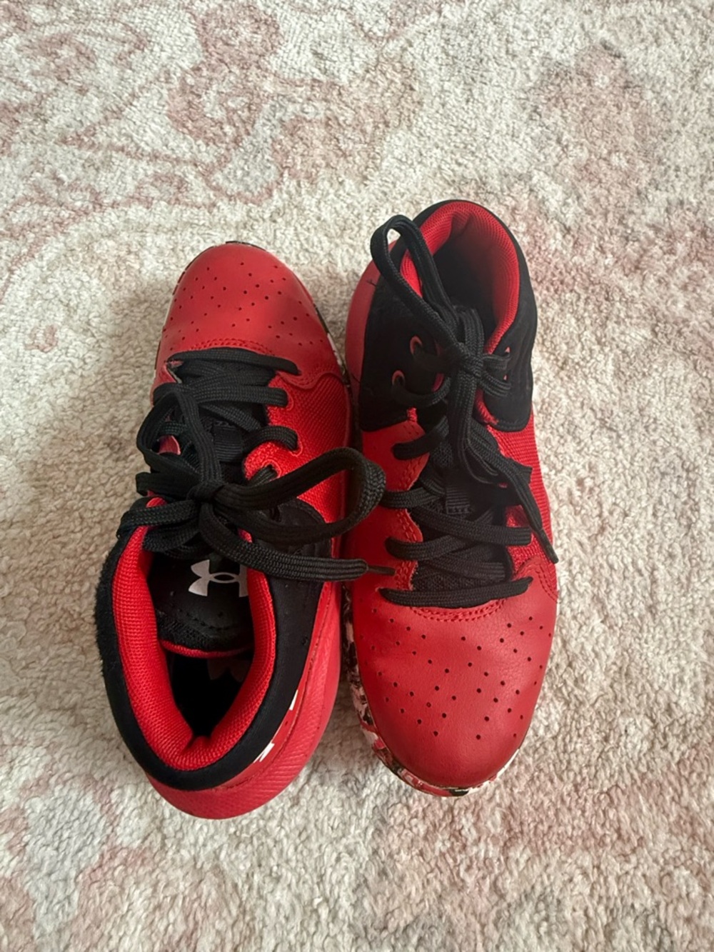 Under Armour Red and Black Lace-Up Athletic Shoes